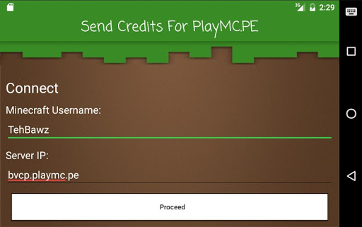 Send Credits For PlayMC.PE