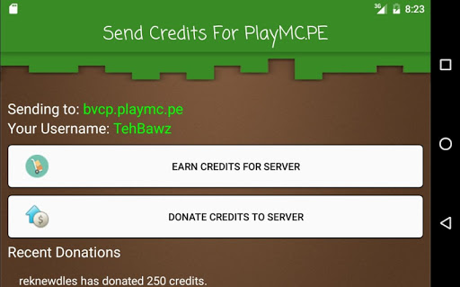 Send Credits For PlayMC.PE