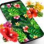 icon Tropical jungle flowers and leaves live wallpaper