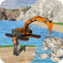 icon Water Surfer Excavator Crane 3D: Construction Site