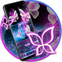 icon Glitter Neon Purple Butterfly Keyboard Theme for oppo A57