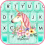 icon Floral Cyan Unicorn Keyboard Background
