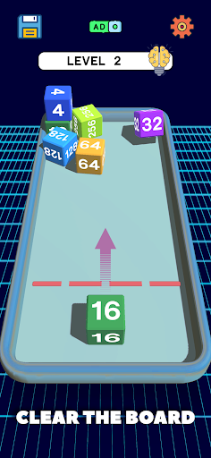 Game 2048 3D. Cube chain. Cube merge