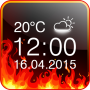icon Fire Digital Weather Clock