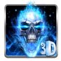 icon 3D Blue Fire Skull Theme Launcher