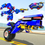 icon Flying Police Robot Car Games: Robot Bike Games