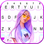 icon Cool Stylish Girl Keyboard Background