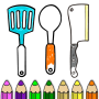 icon Kitchen Cooking Coloring Pages Drawing Book