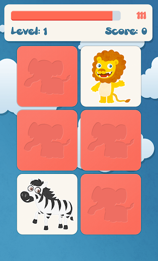 Animals memory game for kids