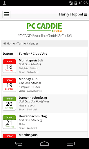 PC CADDIE Golf Club App