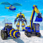 icon Heavy Excavator Robot Game: Helicopter Robot war