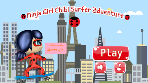 Ninja Girl Chibi Skater Surfer